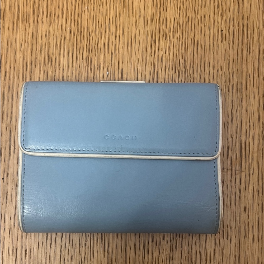Coach Sky Blue Leather Bifold Wallet